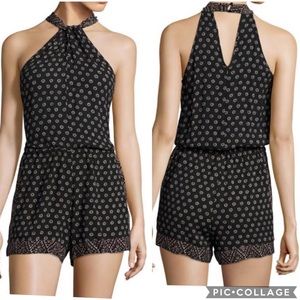 EUC Splendid Twist Neck Island Stamp Print Romper